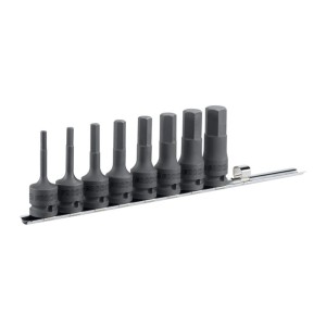 Zestaw 8 nasadek trzpieniowych udarowych 1/2" na szynie - 6-kątnych, 5-19mm NSHM.J8 FACOM