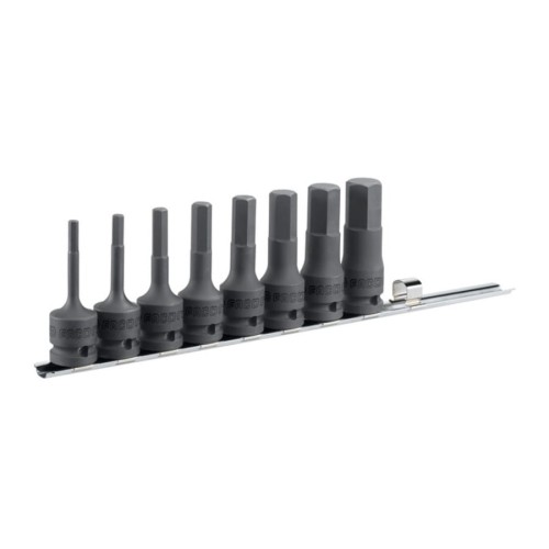 Zestaw 8 nasadek trzpieniowych udarowych 1/2" na szynie - 6-kątnych, 5-19mm NSHM.J8 FACOM