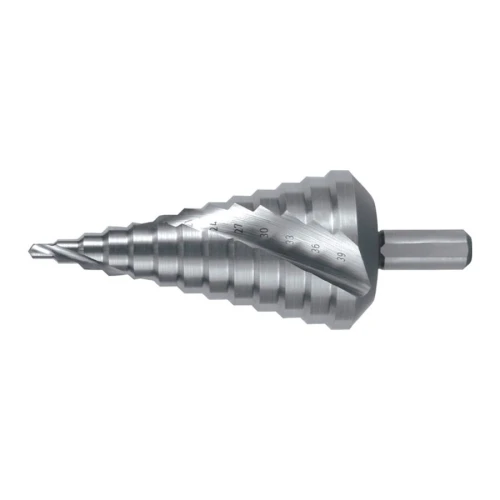 Wiertło stopniowe zakres wiercenia 6-38 mm HSS z rowkami spiralnymi