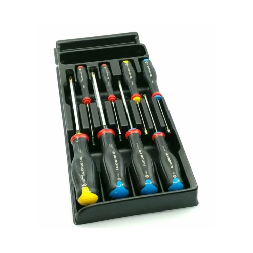 Moduł 8 wkrętaków Protwist® do śrub z rowkiem i śrub krzyżakowych Phillips i Pozidriv, 2 - 3 mm, PH0, PZ0 - PZ2 MOD.AT2 Facom