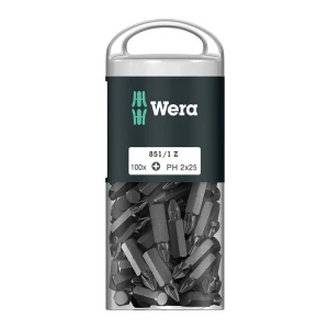 Bit 1/4" do śrub z gniazdem krzyżowym PH nr 851/1 Z DIY 100, PH2x25 mm 100szt. Wera
