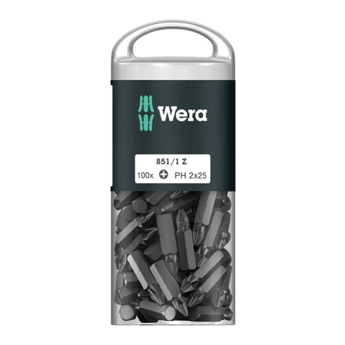 Bit 1/4" do śrub z gniazdem krzyżowym PH nr 851/1 Z DIY 100, PH2x25 mm 100szt. Wera