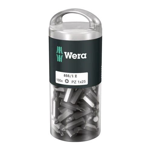 Bit 1/4"do śrub z gniazdem krzyżowym PZ nr 855/1 Z DIY 100, PZ1x25 mm, opakowanie 100 szt. Wera