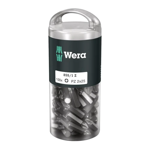 Bit 1/4"do śrub z gniazdem krzyżowym PZ nr 855/1 Z DIY 100, PZ2x25 mm, opakowanie 100 szt. Wera