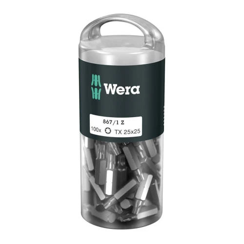 Bit 1/4" do śrub z gniazdem TORX® nr 867/1 Z DIY 100, 25x25 mm, opakowanie 100 szt. Wera