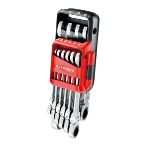 Zestaw 10 kluczy oczkowo-płaskich grzechotkowych z przegubem 8-19 mm