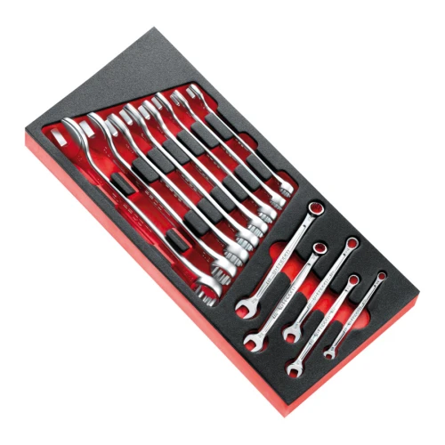 Moduł piankowy 13 kluczy oczkowo-płaskich calowych 1/4"-15/16"
