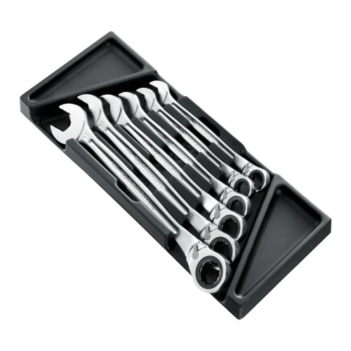 Moduł 6 kluczy oczkowo-płaskich z grzechotką 21-32 mm
