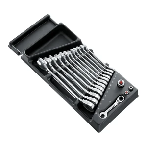 Moduł 12 kluczy oczkowych z grzechotką 8-19 mm