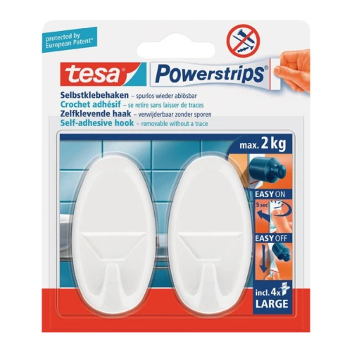 Haki dekoracyjne Powerstrips 58013 rozmiar L (70x37 mm) kolor biały