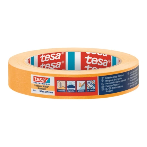 Taśma maskująca 4344 standard gładki jasnobeżowy 50 m, szerokość 19 mm