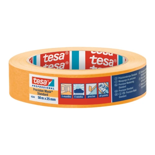 Taśma maskująca 4344 standard gładki jasnobeżowy 50 m, szerokość 25 mm
