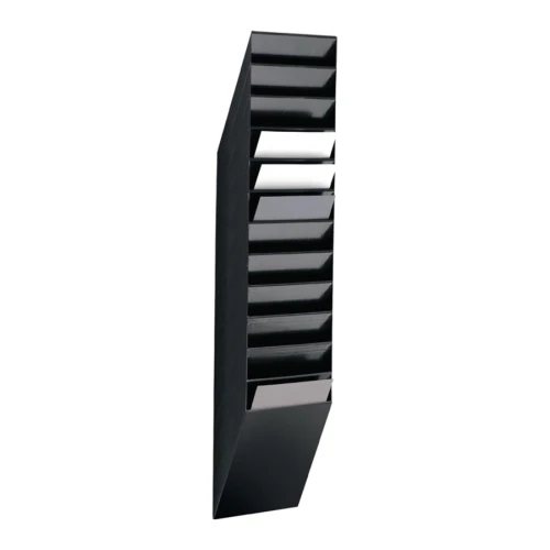 Uchwyt na prospekty H1115xB240xT135mm liczba półek 12 A4 pionowy czarny