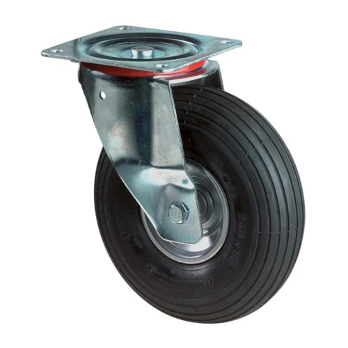 Koło pneumatyczne śred. koła. 260 mm nośność 130 kg kółko skrętne z płytką