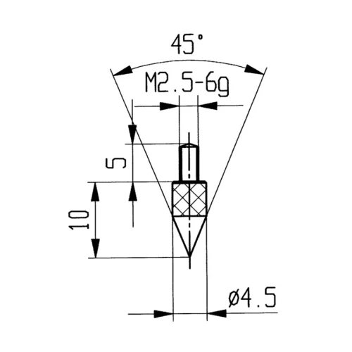 Końcówka pomiarowa kulista 45° M2,5 wersja stalowa