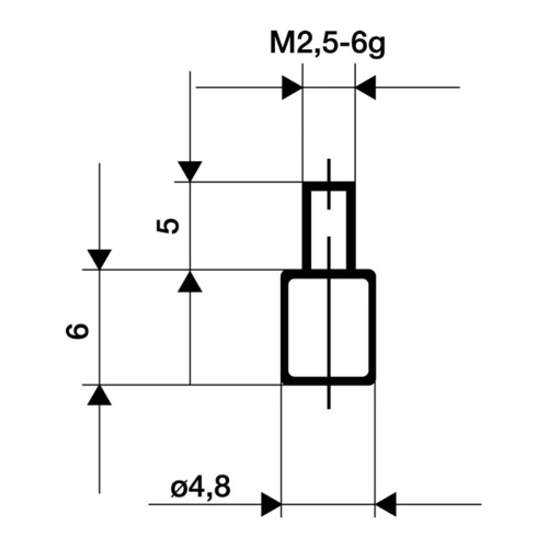 Końcówka pomiarowa Ø 4,8 mm płaska M2,5 wersja stalowa