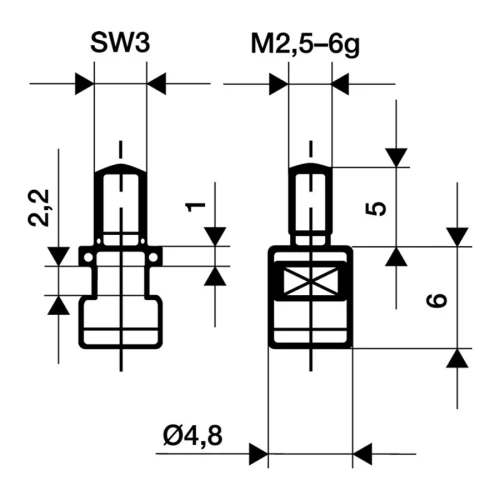 Końcówka pomiarowa śr. 4,8 mm M2,5 węglik spiekany