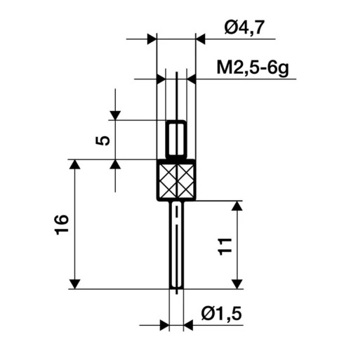 Końcówka pomiarowa śr. 1,5 mm dł. 11 mm trzpień M2,5 węglik spiekany