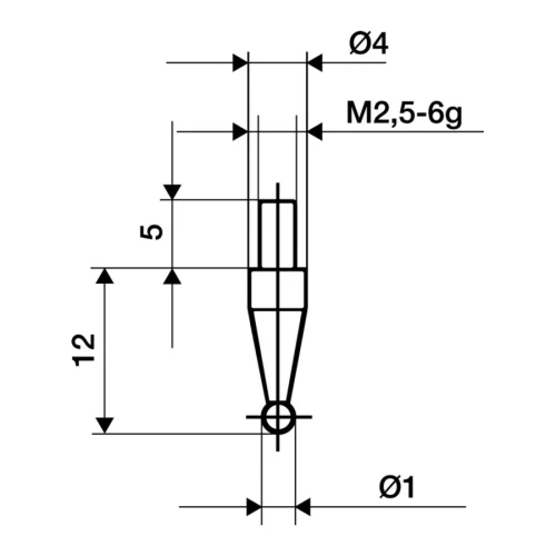 Końcówka pomiarowa śr. 1 mm kulista M2,5 węglik spiekany