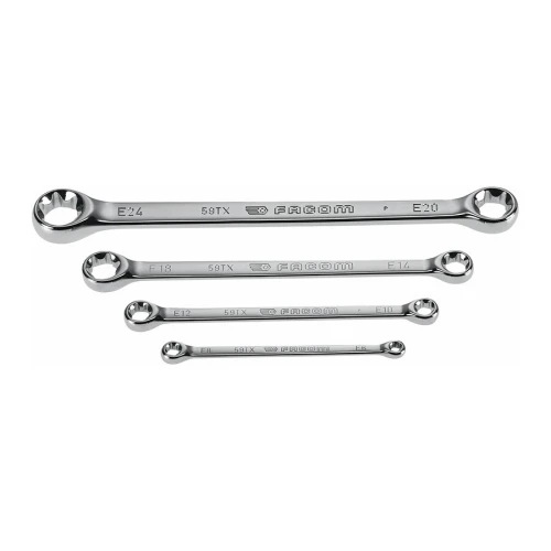 Zestaw 4 kluczy oczkowych prostych Torx E6xE8-E20xE24