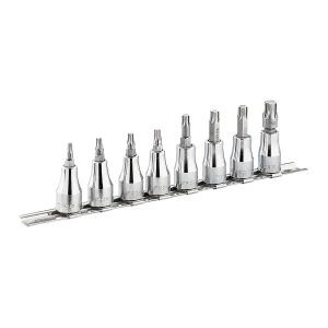 Zestaw 8 kluczy nasadowych trzpieniowych 1/2" Torx na szynie TX20-TX55