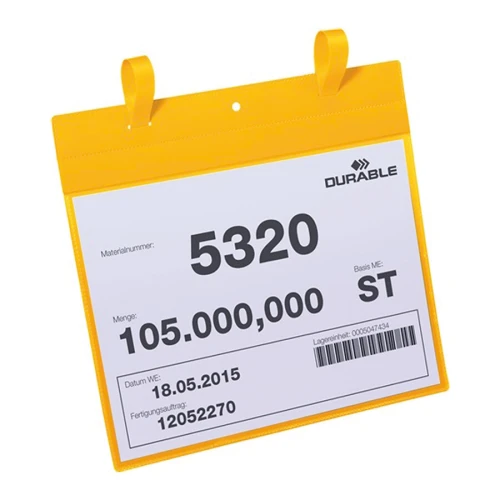 Kieszeń na dokumenty 297x210 mm DIN A4 pozioma z 2 paskami żółta