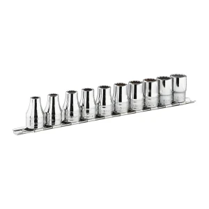 Zestaw 13 kluczy nasadowych 6-kątnych 1/4" na szynie 3,2-14 mm