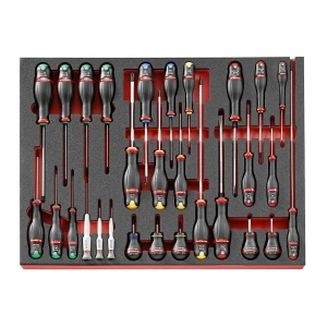Moduł 29 wkrętaków Protwist® do śrub z rowkiem, Phillips, Pozidriv, Resistorx i Micro-Tech Torx MODM.A456BNL Facom