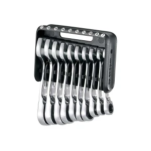 Zestaw 10 krótkich kluczy oczkowo-płaskich grzechotkowych w etui, 7 - 17 mm 467BS.JP10PB FACOM