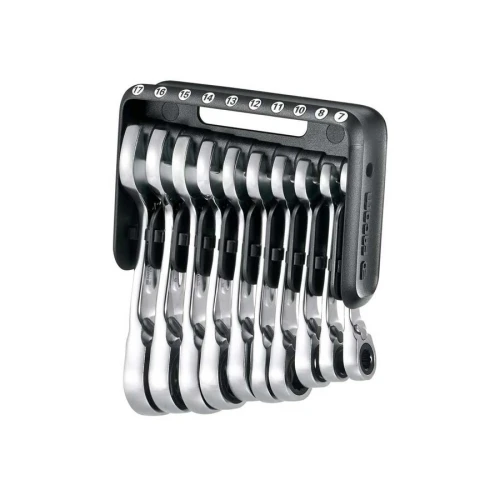 Zestaw 10 krótkich kluczy oczkowo-płaskich grzechotkowych w etui, 7 - 17 mm 467BS.JP10PB FACOM