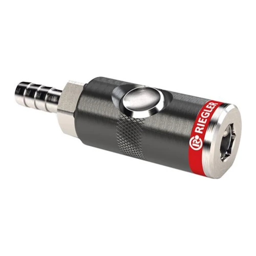 Złącze bezpieczeństwa z przyciskiem, obrotowe, DN 7,4 mm, dysza 6 mm, Riegler
