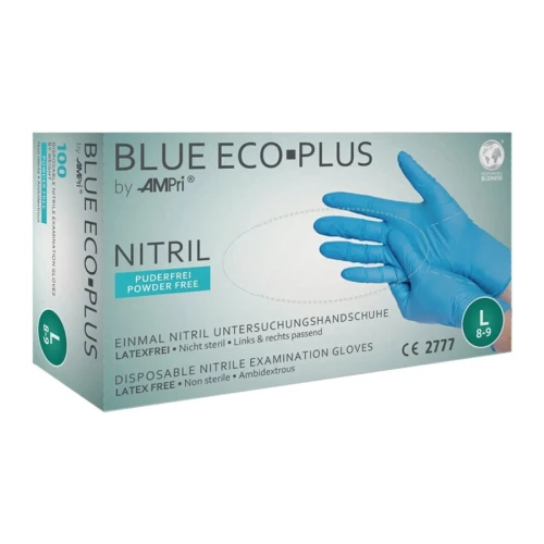 Rękawice jednorazowe Blue Eco Plus rozmiar L niebieski nitryl