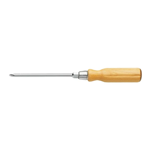 Wkrętak z rękojeścią drewnianą do śrub krzyżakowych Phillips - grot kuty 6-kątny PH2x125mm