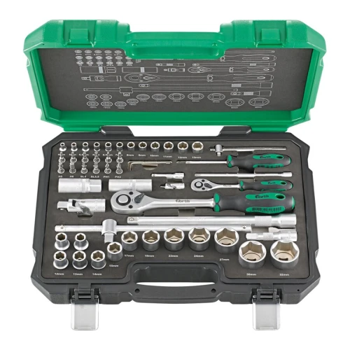 Zestaw kluczy nasadowych 1/4"+1/2" 55-częściowy Fortis