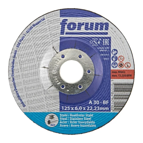 Tarcza ścierna do obróbki zgrubnej stali, 125 x 6 mm, T42 wygięta Forum