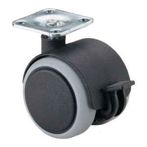 Podwójne kółko z tw. sztucz. z blokadą śred. koła. 40mm nośność 30kg z płytką