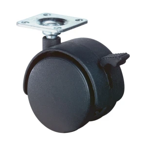 Podwójne kółko z tw. sztucz. z blokadą śred. koła. 40mm nośność 30kg z płytką