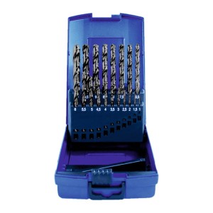 Zestaw 19 wierteł walcowanych HSS do metalu w kasecie plastikowej 1-10 mm