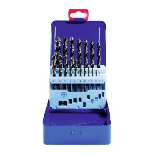 Zestaw 25 wierteł walcowanych HSS do metalu w kasecie metalowej 1-13 mm